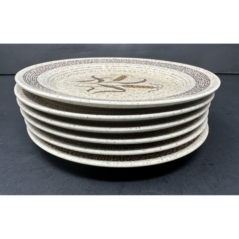 6 HOMER LAUGHLIN COUNTRY WHEAT 7" Plates Table Fair Homestead Harlequin Speckled - Picture 4 of 13